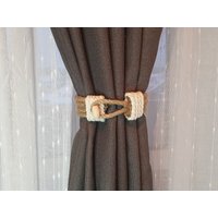 Vorhang Raffhalter-Jute Krawatte Vorhang-Beige Jute Seil-Weiß Baumwolle Akzent - Umweltfreundlicher Stil-Holdback Raffhalter-Maritime Dekor von GREENSAIL