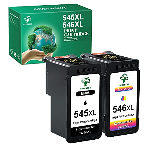 GREENSKY 545 546 XL Multipack Patronen Kompatibel für Canon Druckerpatronen 545 546 PG-545XL CL-546XL für Canon PIXMA MX495 Patronen für PIXMA TR4550 TR4551 TS3150 TS3450 TS3350 MG3050 (Schwarz,Farbe) von GREENSKY