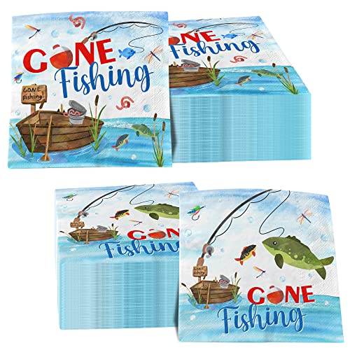 Gone Fishing Servietten, 40 Stück, für Angeln, Partyzubehör, Dekoration, kleiner Angler, Einweg, gefaltet, Geburtstag, Sommer, Strand, Party-Dekorationen Gone Fishing Servietten, 40 Stück, für Angeln, Partyzubehör, Dekoration, kleiner Angler, Einweg, gefaltet, Geburtstag, Sommer, Strand, Party-Dekorationen von GREHUMOR