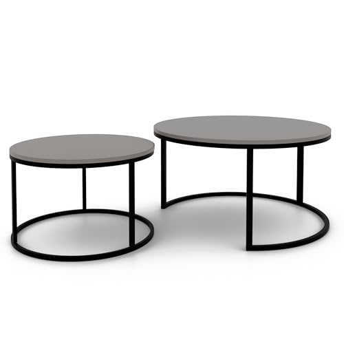 GREKPOL Couchtisch 2er Set - Runde Couchtische 48x70 + 42x50 cm - Rund Couchtisch Schwarz mit Kaschmir - Coffee Table - Kafeetisch GREKPOL Couchtisch 2er Set - Runde Couchtische 48x70 + 42x50 cm - Rund Couchtisch Schwarz mit Kaschmir - Coffee Table - Kafeetisch von GREKPOL