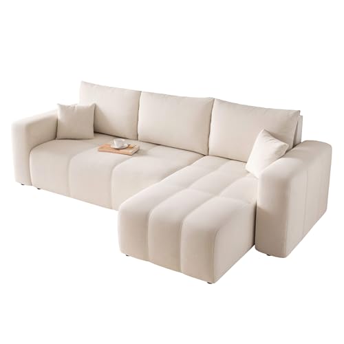 GREKPOL Sofa mit Schlaffunktion 145x248 - Beige Ecksofa mit Schlaffunktion und Bettkasten - Sofa 3 Sitzer - Schlafsofa - Couch - Schlafsofa mit Bettkasten GREKPOL Sofa mit Schlaffunktion 145x248 - Beige Ecksofa mit Schlaffunktion und Bettkasten - Sofa 3 Sitzer - Schlafsofa - Couch - Schlafsofa mit Bettkasten von GREKPOL