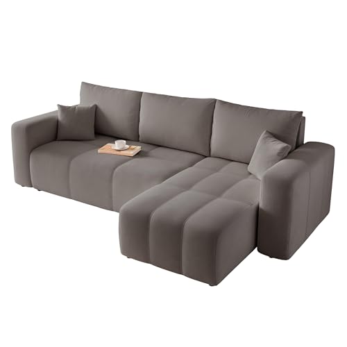 GREKPOL Sofa mit Schlaffunktion 145x248 - Dunkelgrau Ecksofa mit Schlaffunktion und Bettkasten - Sofa 3 Sitzer - Schlafsofa - Couch - Schlafsofa mit Bettkasten von GREKPOL