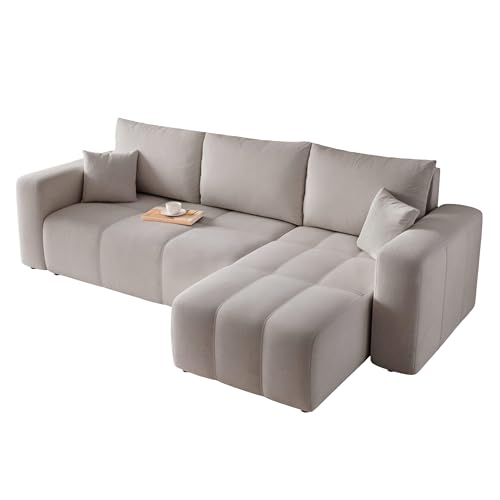 GREKPOL Sofa mit Schlaffunktion 145x248 - Hellgrau Ecksofa mit Schlaffunktion und Bettkasten - Sofa 3 Sitzer - Schlafsofa - Couch - Schlafsofa mit Bettkasten GREKPOL Sofa mit Schlaffunktion 145x248 - Hellgrau Ecksofa mit Schlaffunktion und Bettkasten - Sofa 3 Sitzer - Schlafsofa - Couch - Schlafsofa mit Bettkasten von GREKPOL
