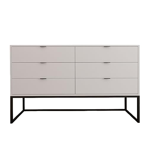 Schubladen-Kommode Loft 1 Kommode Wohnzimmerkommode Sideboard Hochglanz/Matt B140 x H85 x T40 cm laminierte Möbelplatte 6 Schubfächer Bürokommode Kommode weiß Kommode schwarz (Weiß Matt - Schwarz) von GREKPOL