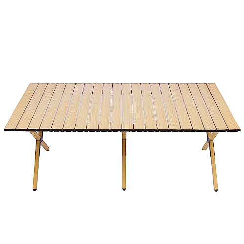 GRELiving Campingtisch Klappbar Roll-Up Klapptisch Camping Falttisch Tragbar Aluminium Outdoor Tisch für Picknick Kochen Garten Wandern Reisen 116x60x45cm von GRELiving