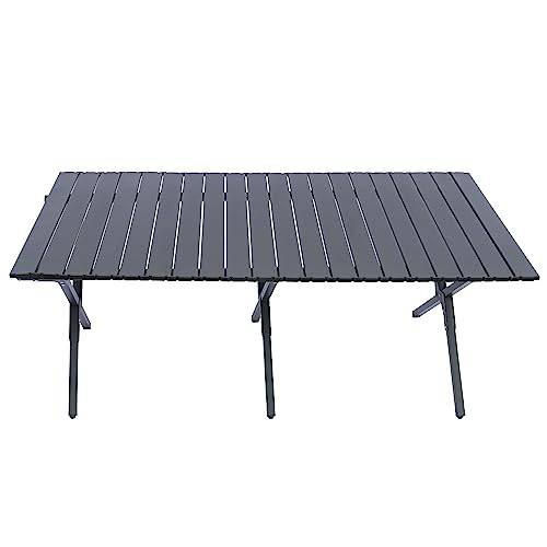 GRELiving Campingtisch Klappbar Roll-Up Klapptisch Camping Falttisch Tragbar Aluminium Outdoor Tisch für Picknick Kochen Garten Wandern Reisen 116x60x45cm von GRELiving
