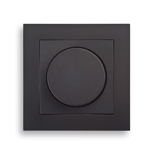 GRENDA-HAMMER Universal LED Drehdimmer 3-100W mit Drehregler und Druckknopf anthrazit System Gira (E2 schwarz matt) von GRENDA-HAMMER