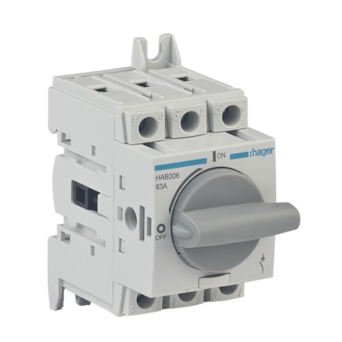 Kompakter Lasttrennschalter Hager HAB306 Lasttrenner 400 Volt 3x 63 Ampère für Hutschiene oder Montageplatte Kompakter Lasttrennschalter Hager HAB306 Lasttrenner 400 Volt 3x 63 Ampère für Hutschiene oder Montageplatte von GRENDA-HAMMER