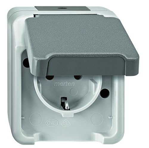 Schalterprogramm Merten AQUASTAR Feuchtraum Aufputz IP44 in lichtgrau | Robust - Bewährt - Zuverlässig (Steckdose 1-fach) von GRENDA-HAMMER