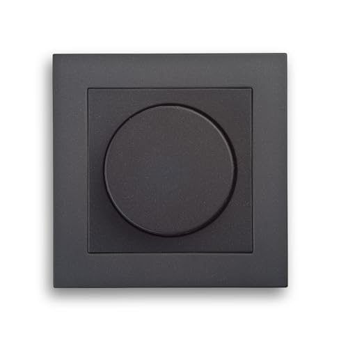 Universal LED Drehdimmer 3-100W mit Drehregler und Druckknopf anthrazit System Gira (E2 anthrazit) von GRENDA-HAMMER
