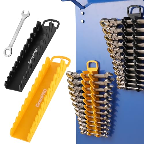 Schraubenschlüssel-Organizer für Werkzeugkasten, 2 Stück, magnetische Schlüsselhalter mit Griff, inklusive 10 mm doppelseitigem Schraubenschlüssel, Aufbewahrung für Werkzeugkasten, Schublade, SAE und Schraubenschlüssel-Organizer für Werkzeugkasten, 2 Stück, magnetische Schlüsselhalter mit Griff, inklusive 10 mm doppelseitigem Schraubenschlüssel, Aufbewahrung für Werkzeugkasten, Schublade, SAE und von GRENPRO