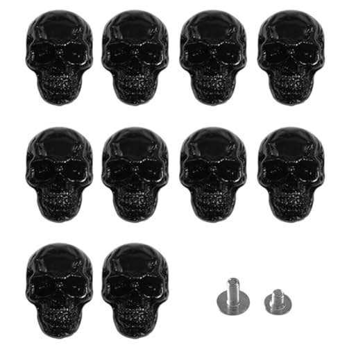 GREOHNMPAW 10 Stück Totenkopf-Nieten, DIY-Nieten, Conchos für Leder, Großer Kopf, Dekorative Schnalle zum Basteln, Schwarz GREOHNMPAW 10 Stück Totenkopf-Nieten, DIY-Nieten, Conchos für Leder, Großer Kopf, Dekorative Schnalle zum Basteln, Schwarz von GREOHNMPAW