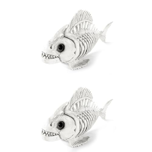 GREOHNMPAW 2X Skelett-Fisch-Halloween-Dekorationsmodell, Kunststoff-Tier-Karpfen-Schädel-Fische-Knochen-Kunst-Ornamente, für Heim-Schlafzimmer-Dekoration GREOHNMPAW 2X Skelett-Fisch-Halloween-Dekorationsmodell, Kunststoff-Tier-Karpfen-Schädel-Fische-Knochen-Kunst-Ornamente, für Heim-Schlafzimmer-Dekoration von GREOHNMPAW