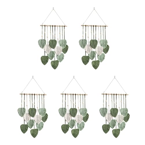 GREOHNMPAW 5X Blatt Makramee Wandbehang Boho Room Home Decor Gewebter Ästhetischer Wandteppich Home Room Hochzeitsdekoration GrüN GREOHNMPAW 5X Blatt Makramee Wandbehang Boho Room Home Decor Gewebter Ästhetischer Wandteppich Home Room Hochzeitsdekoration GrüN von GREOHNMPAW