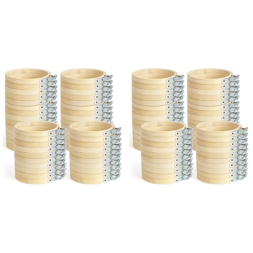 GREOHNMPAW 96-Teiliger 4-Stickrahmen, Mini-Stickrahmen, Runder Bambusrahmen für Heimwerkerarbeiten, Handarbeiten, NäHen und Basteln, 10 cm von GREOHNMPAW