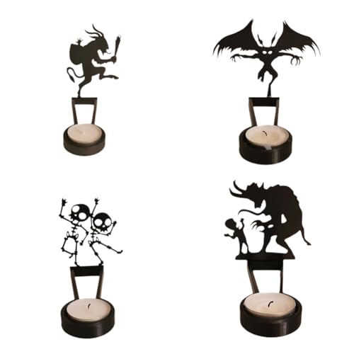 GREOHNMPAW Halloween-Schattenkerzenhalter, Kerzenhalter-Tischdekoration, Halloween-Schatten-Teelichter, Dekorative Kerzenhalter von GREOHNMPAW