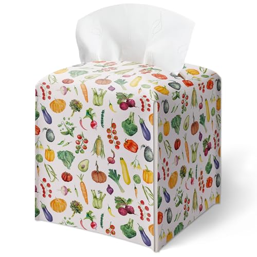 Taschentuchbox-Abdeckung, Aquarell-Gemüsemuster, quadratisch, wasserdicht, Leder, Schreibtisch-Dekoration für Wohnzimmer, Badezimmer, Waschtisch, Büro, ästhetische Heimdekoration, Geschenk für Frauen Taschentuchbox-Abdeckung, Aquarell-Gemüsemuster, quadratisch, wasserdicht, Leder, Schreibtisch-Dekoration für Wohnzimmer, Badezimmer, Waschtisch, Büro, ästhetische Heimdekoration, Geschenk für Frauen von GREOXG