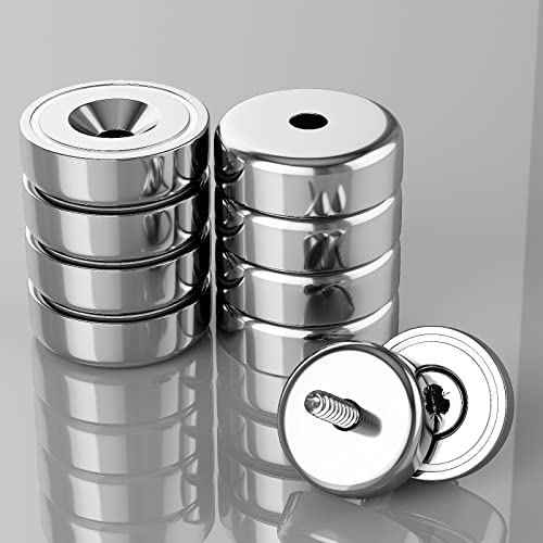Stark Neodym Magnete mit Loch, 10 Stück 25 x 6.8 mm 27 KG Zugkraft Neodym Disc Senkkopf Loch Magnete, Rare Earth Magnet Topfmagnet mit Schrauben für DIY Craft, Handwerk von GRESAHOM