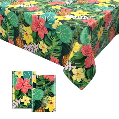 2PCS Hawaiianische Tischdecken,Tropische Palmenblatt Tischdecken Blume Party Tischdecke Blume Thema Party Tischdekorationen Sommer Strand Kindergeburtstag Partyzubehör 137 x 274cm von GRESATEK