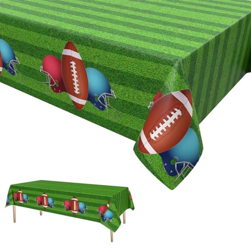 Rugby Tischdecken,Fußball Party Tischtuch Plastik Wasserdicht Einweg Tischdecke für Rugby Party Picknick Geburtstag Jubiläum 137 x 274cm von GRESATEK