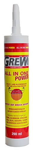 Grewi All in one Power Montagekleber, Kraftkleber mit Sofort-Haftung, 290 ml Kartusche von GREWI