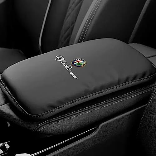 Auto Armlehnen Auflage, Armlehnenbezug für Alfa Romeo Giulietta Giulia Stelvio Mito 147 156 159 166 Leder Auto Armlehne Pad Memory Foam Auto Kissen Mat,Black von GRFIT
