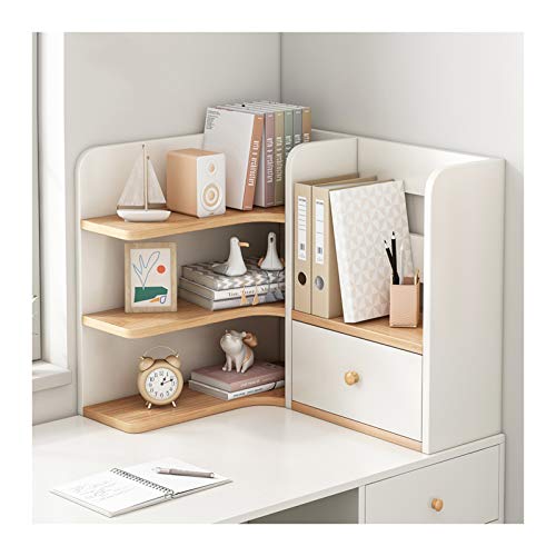 Bücherregal Desktop Bücherregal mit 1 Schublade Holz Arbeitsplatte Eckbücherschrank Bürozubehör speichern Space Desk Organizer Zubehör Anzeigegestell Aufbewahrungsregal ( Color : Right side , Size : 6 von GRFIT