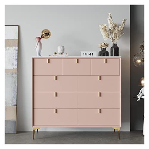 GRFIT Anrichte Küche Aufbewahrungsschrank mit neun Schubladen, nordisches TV-Sideboard, Schlafzimmer-Spind, Home-Schublade, Veranda-Schrank Sideboard (Color : Pink, Size : 120 * 40 * 100cm) von GRFIT