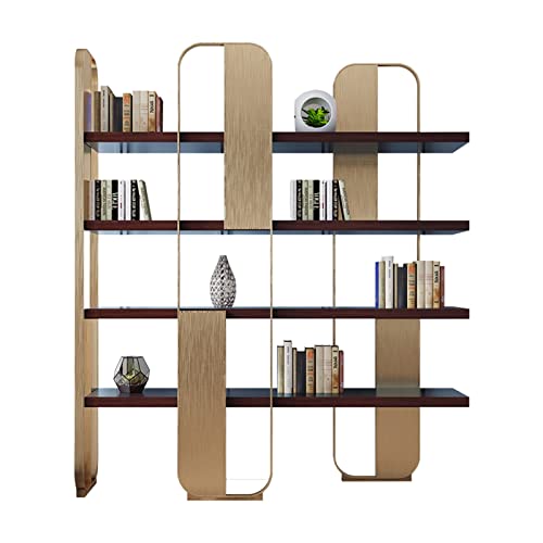 GRFIT Bücherregal Leichtes, luxuriöses Bücherregal, modernes Wohnzimmer-Bodenregal, einfaches kreatives Regal aus Edelstahl for die gesamte Wand Bücherregal (Color : Schwarz, Size : L) von GRFIT