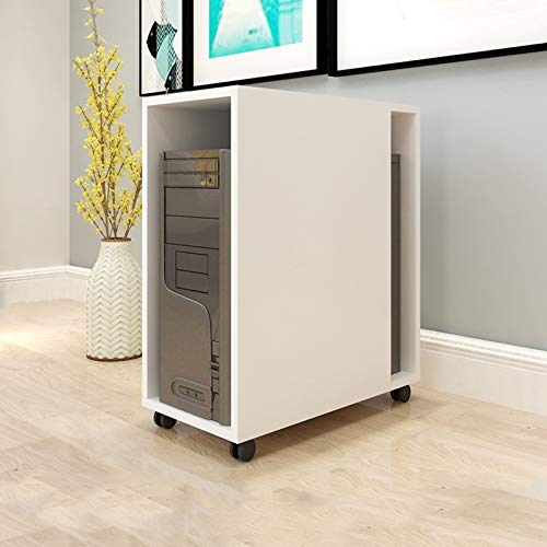GRFIT CPU Ständer Abnehmbare Desktop-CPU-Host-Halterung Mehrzweck-CPU-Gehäuse-Stand-Walzwagen-CPU-Bodenständer mit 4 Caster-Wälzrädern, 5 Farben PC Ständer (Color : Wit) von GRFIT