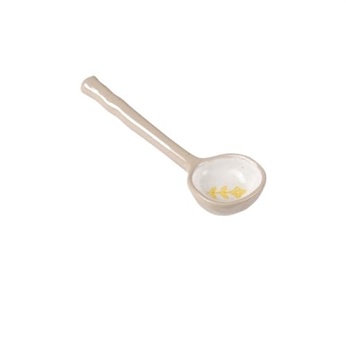 Lepel 1 Stück Keramiklöffel mit kurzem Griff, 17 cm kleine Keramiklöffel for Dessert oder Suppe, niedlicher Retro-Servierlöffel Soeplepel (Color : H) von GRFIT