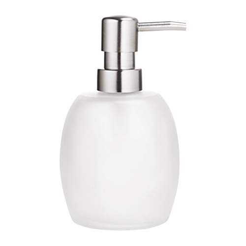 Seifenspender 14,2 Unzen Glas-Lotion-Seifenspender, ovaler Seifenspender mit Metallpumpe (Luxus-Edelstahl) Leerflasche Soap Dispenser (Color : A) von GRFIT