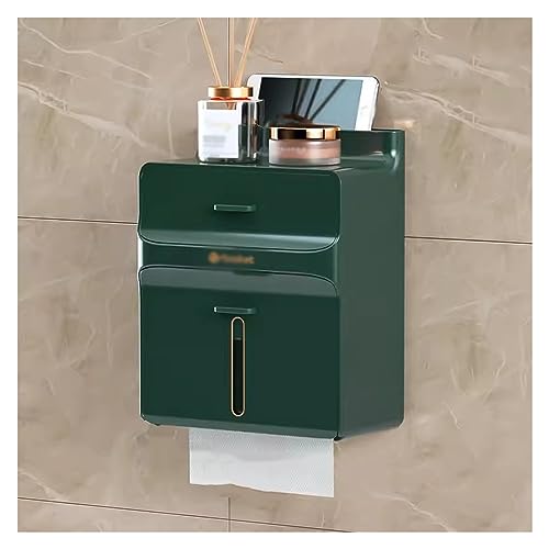 Tücherbox Taschentuchhalter-Box, wandmontierter Servietten-ABS-Behälter for Küche, Wohnzimmer, Badezimmer, stanzfrei Kosmetiktücherbox (Color : Green) von GRFIT