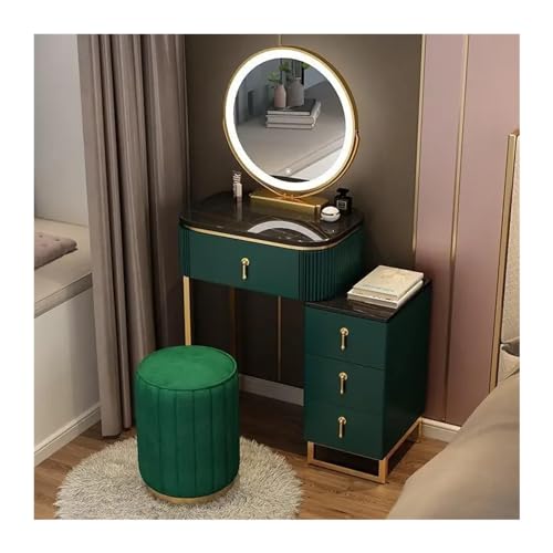 schminktisch Kleines Schminktisch-Set mit Spiegel und Stuhl, Schminktisch for kleinen Raum, Schminktisch for Schlafzimmer Kommode für Schlafzimmer (Color : Green, Size : L 70cm) von GRFIT