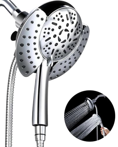 GRICH Dualer Duschkopf mit Handbrause: 2-in-1-Hochdruck-Handbrause und Regenduschkopf, 9 Sprühmodi/Einstellungen, abnehmbarer Duschkopf mit Schlauch, cUPC- und CEC-Zertifizierung genehmigt von GRICH