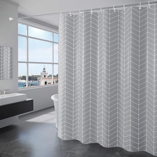 GRICOL Duschvorhang Wasserdicht 180 x 180 cm Badvorhang aus Polyester Stoff Waschbar Bad Vorhang mit 12 Ringe für Dusche und Badewanne Grau von GRICOL