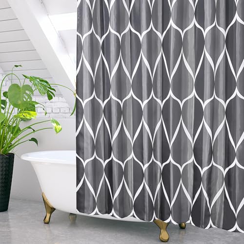 GRICOL Duschvorhang Wasserdicht Badvorhang aus Polyester Stoff Waschbar Bad Vorhang mit 12 Ringe für Dusche und Badewanne 180 x 180 cm Schwarz von GRICOL
