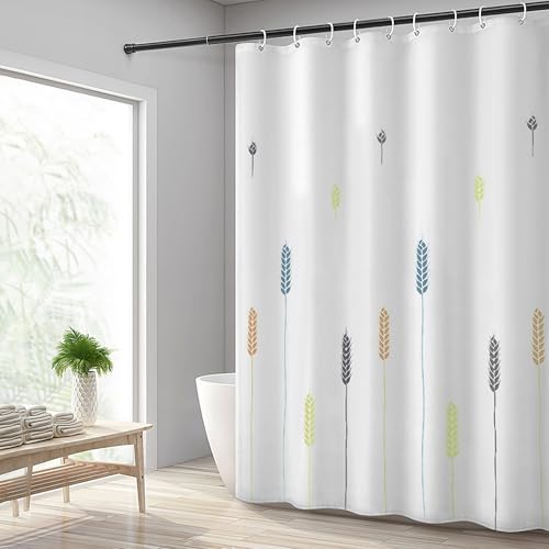 GRICOL Duschvorhang Wasserdicht Badvorhang aus Polyester Stoff Waschbar Bad Vorhang mit 12 Ringe für Dusche und Badewanne 180 x 180 cm Weiß von GRICOL