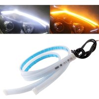 2er-Pack 45 cm flexible LED-Tagfahrlichtstreifen mit sequenziellem Blinklicht für Scheinwerfer, weiß und gelb, wasserdicht von GRID COOL