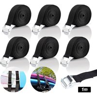 6 Stück Spanngurt mit Ratsche, verstellbarer Spanngurt, kurze Spanngurte für Motorrad, Fahrradträger, Kajak, Gepäck, 1 m x 25 mm (schwarz) von GRID COOL