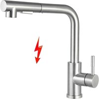 Ausziehbare Niederdruck-Küchenarmatur, 360° drehbare Niederdruck-Küchenarmatur, 2 Strahl Niederdruck-Küchenarmatur, gebürsteter Edelstahl Ausziehbare Niederdruck-Küchenarmatur, 360° drehbare Niederdruck-Küchenarmatur, 2 Strahl Niederdruck-Küchenarmatur, gebürsteter Edelstahl von GRID COOL