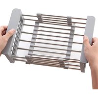 Ausziehbarer Geschirrabtropfständer, Edelstahl-Abtropfgestell über der Spüle, Abtropfgestell mit verstellbaren Armen, Abtropfgestell in der Spüle Ausziehbarer Geschirrabtropfständer, Edelstahl-Abtropfgestell über der Spüle, Abtropfgestell mit verstellbaren Armen, Abtropfgestell in der Spüle von GRID COOL