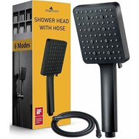 Duschkopf mit 1,5 m Schlauch, schwarzer quadratischer Hochdruck-Duschkopf, universell verstellbarer Ersatz-starker Duschkopf, 6 Modi Duschkopf mit 1,5 m Schlauch, schwarzer quadratischer Hochdruck-Duschkopf, universell verstellbarer Ersatz-starker Duschkopf, 6 Modi von GRID COOL