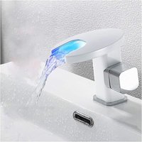 LED-Wasserfall-Waschtisch-Mischbatterie Einhand-Badezimmerarmatur Messing-Waschtischarmatur Deck montierter Waschbeckenhahn mit heißem und kaltem LED-Wasserfall-Waschtisch-Mischbatterie Einhand-Badezimmerarmatur Messing-Waschtischarmatur Deck montierter Waschbeckenhahn mit heißem und kaltem von GRID COOL
