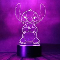 Nachtlicht, süße Sterne, Tierbabys, Stich, Lilo und Stitch, Anime-Figur, 3D-LED, optische Täuschung, Schlaf-Nachtlicht mit Fernbedienung, 16 Farben, von GRID COOL