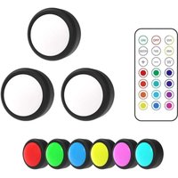 Puck-Leuchten mit Fernbedienung, Unterbauleuchten, batteriebetrieben, LED mit Farbwechsel, unter Thekenleuchten, zum Aufkleben, Schwarz und Weiß, 3 Puck-Leuchten mit Fernbedienung, Unterbauleuchten, batteriebetrieben, LED mit Farbwechsel, unter Thekenleuchten, zum Aufkleben, Schwarz und Weiß, 3 von GRID COOL