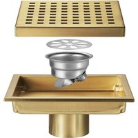 Quadratischer Duschbodenablauf mit abnehmbarer Rostabdeckung, Edelstahl SUS 304, Gold gebürstet Quadratischer Duschbodenablauf mit abnehmbarer Rostabdeckung, Edelstahl SUS 304, Gold gebürstet von GRID COOL