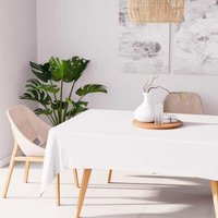 Rechteckige Tischdecke aus fleckenabweisendem, weißem Polyester, 180 x 260 cm. Hitzebeständig. Schlichtes und modernes Design. Unifarben. von GRID COOL