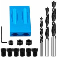 Schrägbohrlehre, Taschenlochlehre mit 15. Bohrer, Tischlerpositionierer, Holzbearbeitungs-Eckenbohrführung mit 6/8/10 mm Lochadapter von GRID COOL