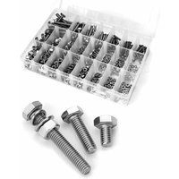 Sortiment an M3M6-Edelstahlschrauben, 520 Sechskantschrauben mit Muttern und Unterlegscheiben in einer Aufbewahrungsbox von GRID COOL